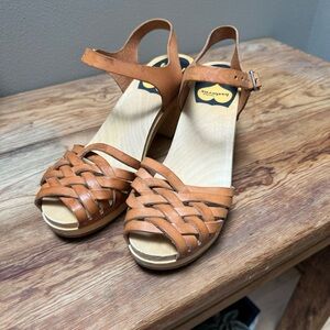 Swedish Hasbeens Sky High braided sandal clog